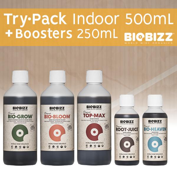 Pack Biobizz 500 mL Try-Pack Indoor + BOOSTERS 250 mL